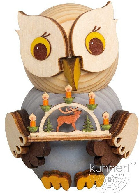 Drechslerei Kuhnert Mini-Eule mit Schwibbogen Drechslerei Kuhnert Mini-Eule mit Schwibbogen