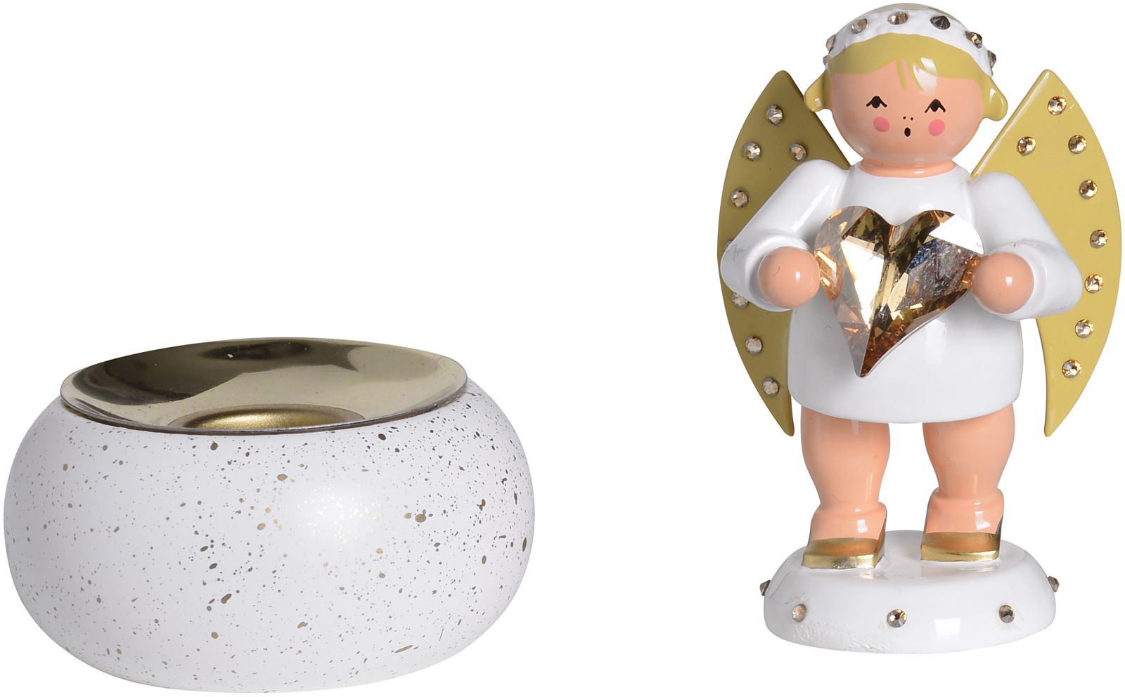 KWO Jubliäumsengel mit goldenem Swarovski-Herz KWO Jubliäumsengel mit goldenem Swarovski-Herz