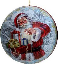 Nestler Weihnachtskugel Weihnachtsabend Weihnachtsmann mit Geschenken-8cm Nestler Weihnachtskugel Weihnachtsabend Weihnachtsmann mit Geschenken-8cm
