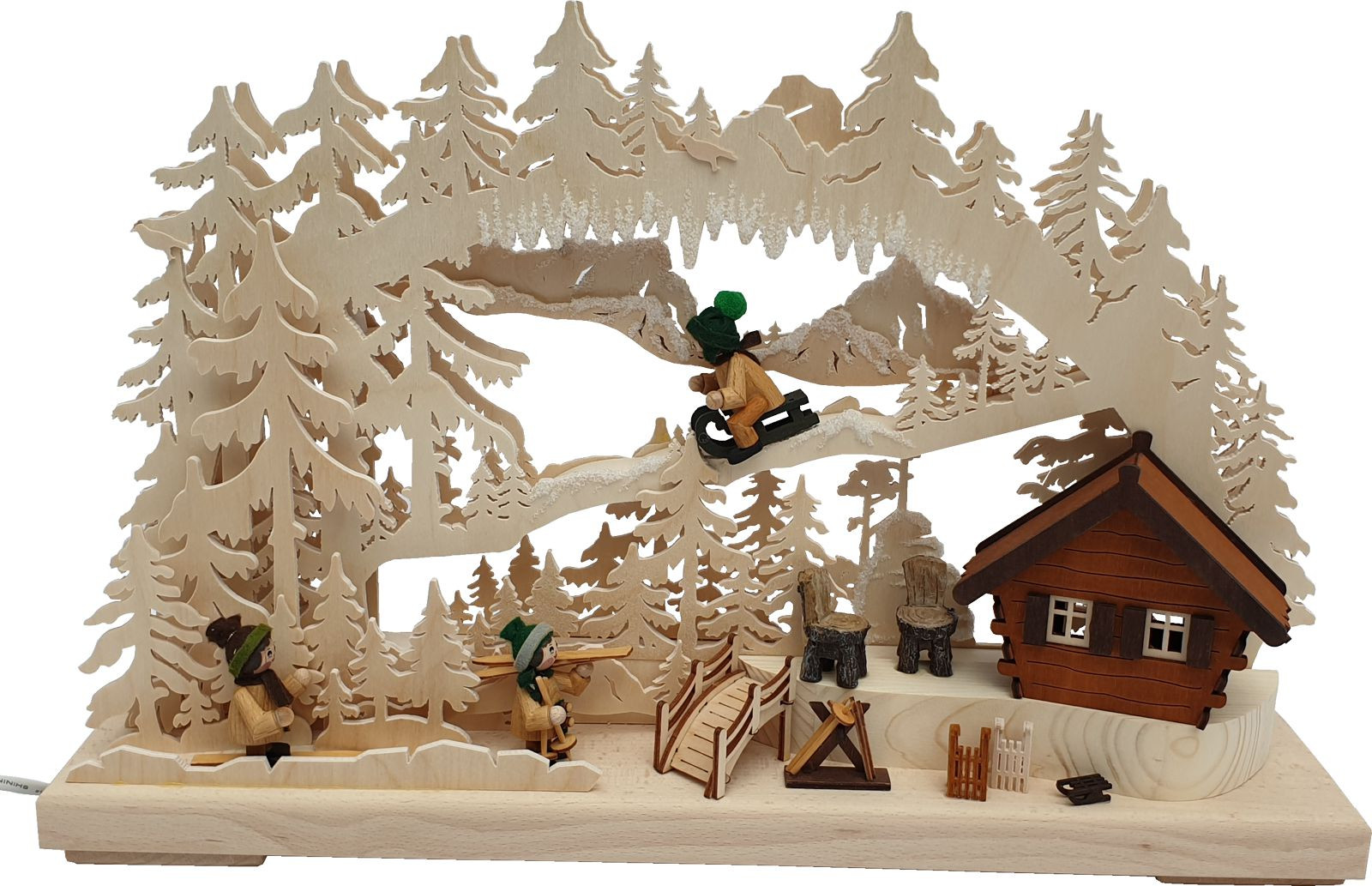 Ratags Holzdesign 3D-Schwibbogen klein Skihütte in den Bergen Ratags Holzdesign 3D-Schwibbogen klein Skihütte in den Bergen