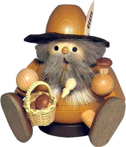 Richard Glässer Kugelrauchmann Waldschrat mit Pilzen, sitzend Richard Glässer Kugelrauchmann Waldschrat mit Pilzen, sitzend