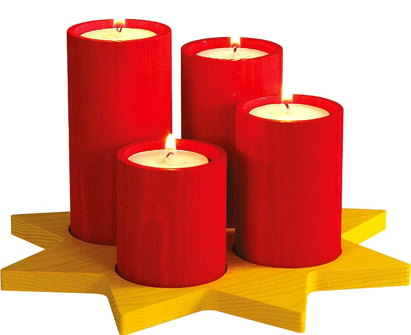 Richard Glässer Adventskranz mit 4 Stumpenkerzen auf Stern Richard Glässer Adventskranz mit 4 Stumpenkerzen auf Stern