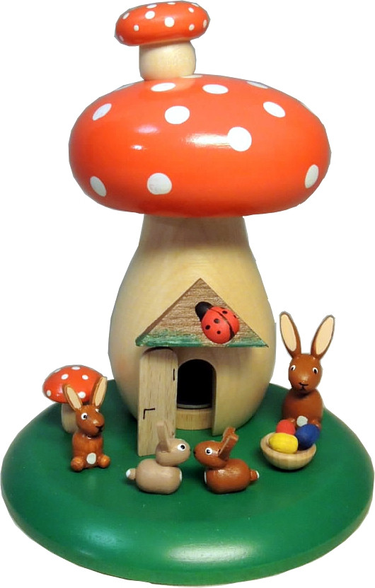 Richard Glässer Räuchermann Fliegenpilz mit Hasen Richard Glässer Räuchermann Fliegenpilz mit Hasen