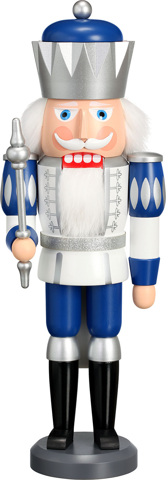 Seiffener Volkskunst eG Nussknacker König - exklusiv, weiß-silber-blau Seiffener Volkskunst eG Nussknacker König - exklusiv, weiß-silber-blau