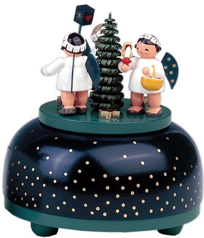KWO kleine Spieldose Engel mit Geschenk KWO kleine Spieldose Engel mit Geschenk
