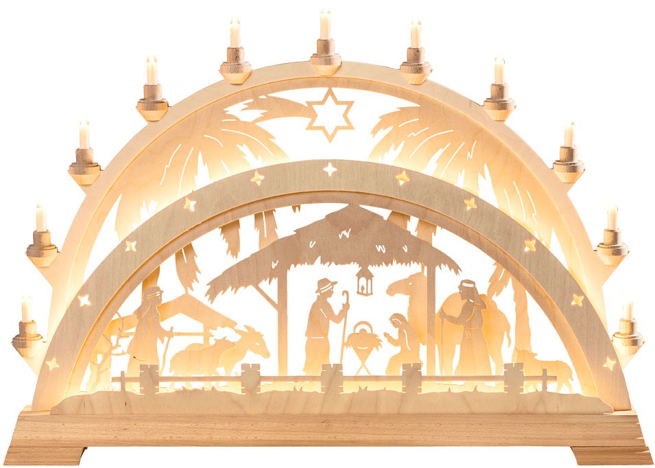 Taulin Schwibbogen Christgeburt mit Palme - mit LED Band Taulin Schwibbogen Christgeburt mit Palme - mit LED Band