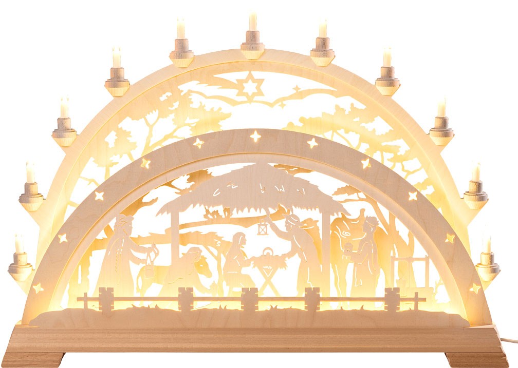 Taulin Schwibbogen Christgeburt mit Pinien - mit LED Band Taulin Schwibbogen Christgeburt mit Pinien - mit LED Band