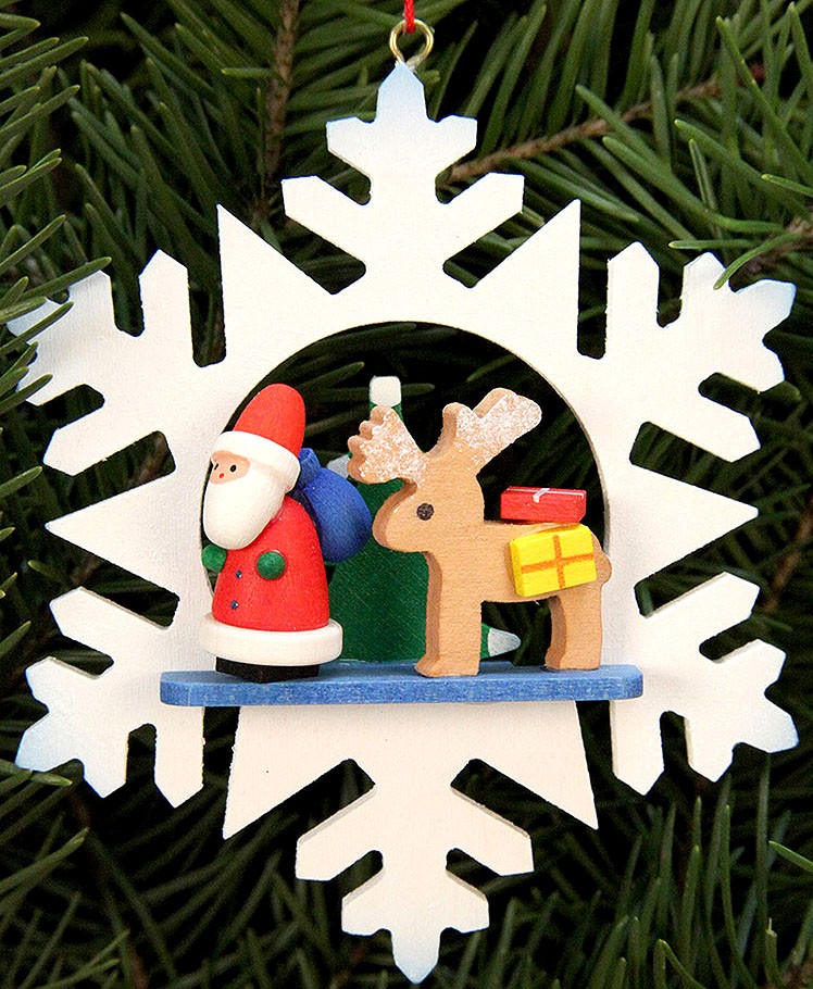 Christian Ulbricht Baumbehang Schneeflocke - Weihnachtsmann mit Rentier Christian Ulbricht Baumbehang Schneeflocke - Weihnachtsmann mit Rentier