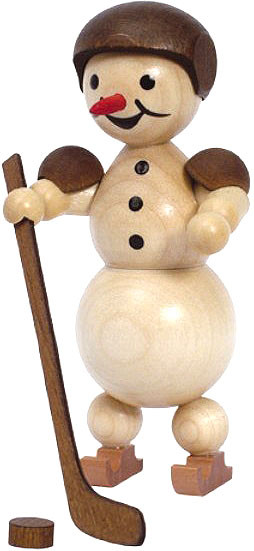 Drechslerei Volkmar Wagner Schneemann - Eishockeyspieler mit Helm, stehend Drechslerei Volkmar Wagner Schneemann - Eishockeyspieler mit Helm, stehend