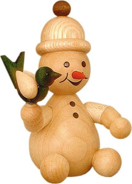 Drechslerei Volkmar Wagner Schneemann Junior - mit Vogel Drechslerei Volkmar Wagner Schneemann Junior - mit Vogel