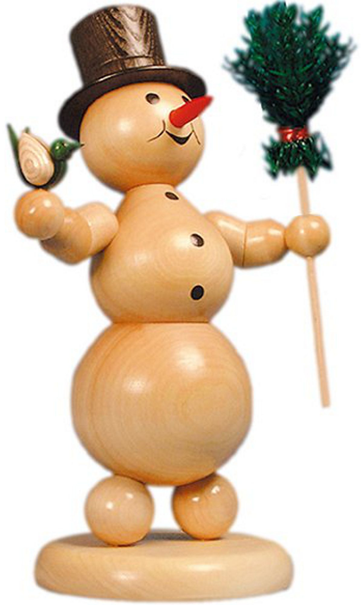 Drechslerei Volkmar Wagner Schneemann mit Besen und Vogel Drechslerei Volkmar Wagner Schneemann mit Besen und Vogel