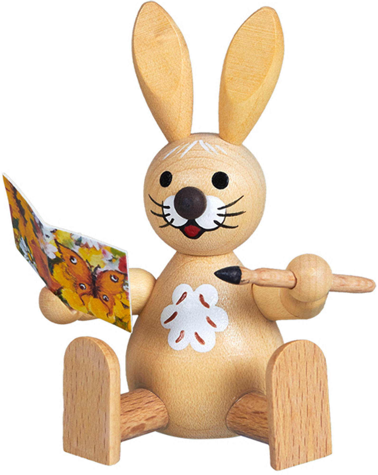 Drechslerei Volkmar Wagner Osterhase mit Glückwunschkarte - sitzend Drechslerei Volkmar Wagner Osterhase mit Glückwunschkarte - sitzend