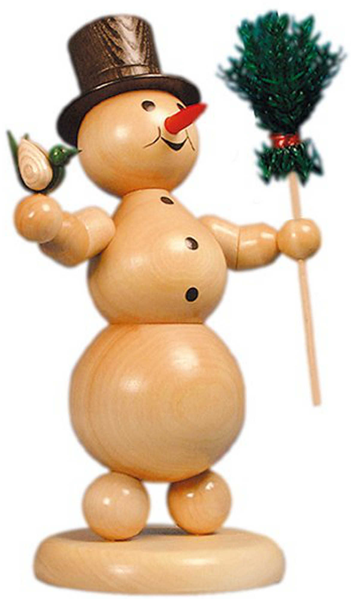Drechslerei Volkmar Wagner Schneemann mit Besen und Vogel - groß Drechslerei Volkmar Wagner Schneemann mit Besen und Vogel - groß