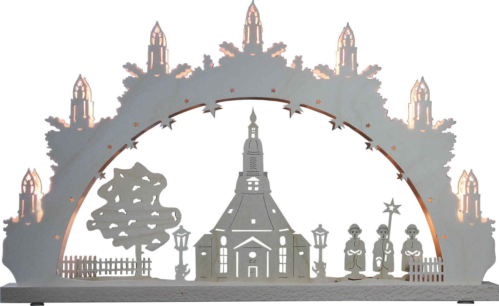 Schwibbogen Seiffener Kirche, 7 flg. Schwibbogen Seiffener Kirche, 7 flg.