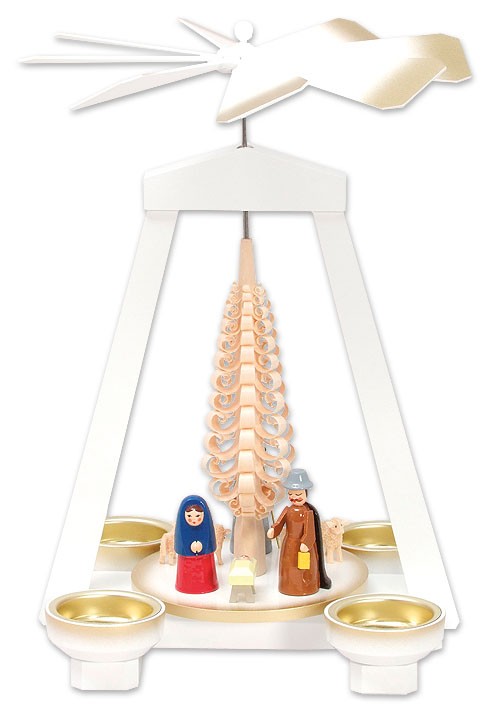 Seiffener Handwerksschau Weihnachtspyramide Geburt, weiß Seiffener Handwerksschau Weihnachtspyramide Geburt, weiß
