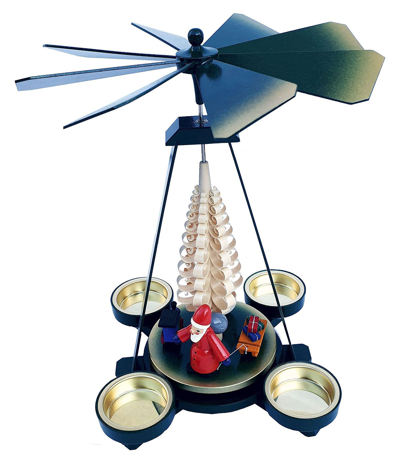 Seiffener Handwerksschau Weihnachtspyramide mit Weihnachtsmann in grün Seiffener Handwerksschau Weihnachtspyramide mit Weihnachtsmann in grün