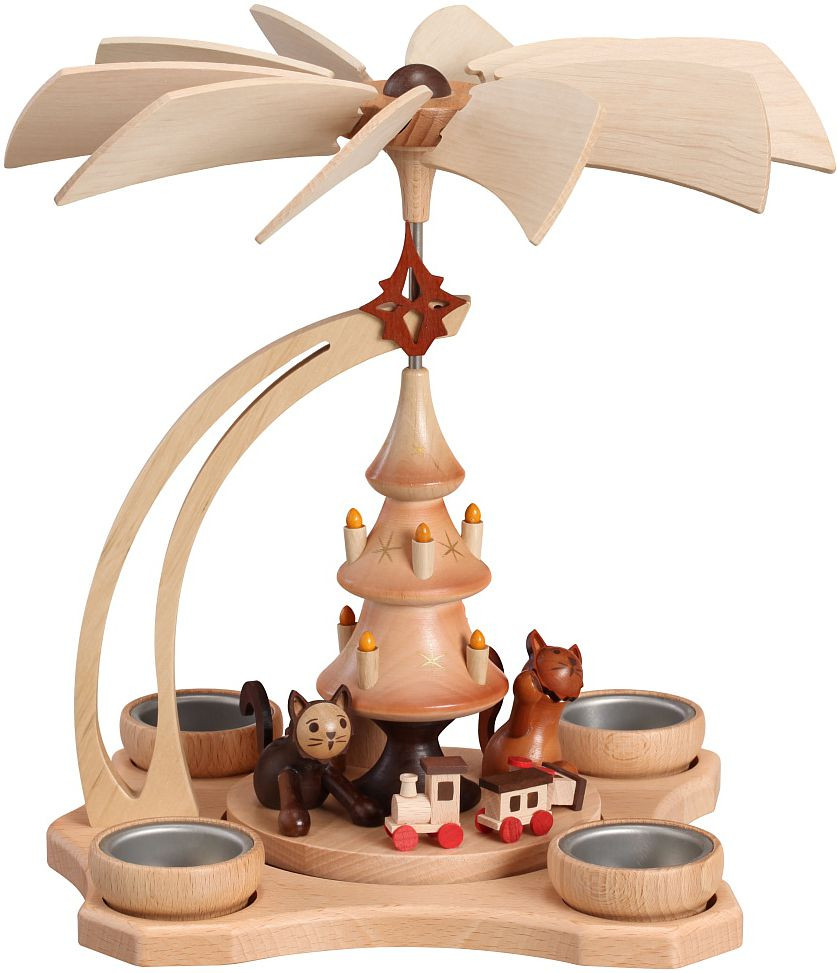 Zeidler Tischpyramide natur, spielende Katzen, für 4 Teelichter Zeidler Tischpyramide natur, spielende Katzen, für 4 Teelichter