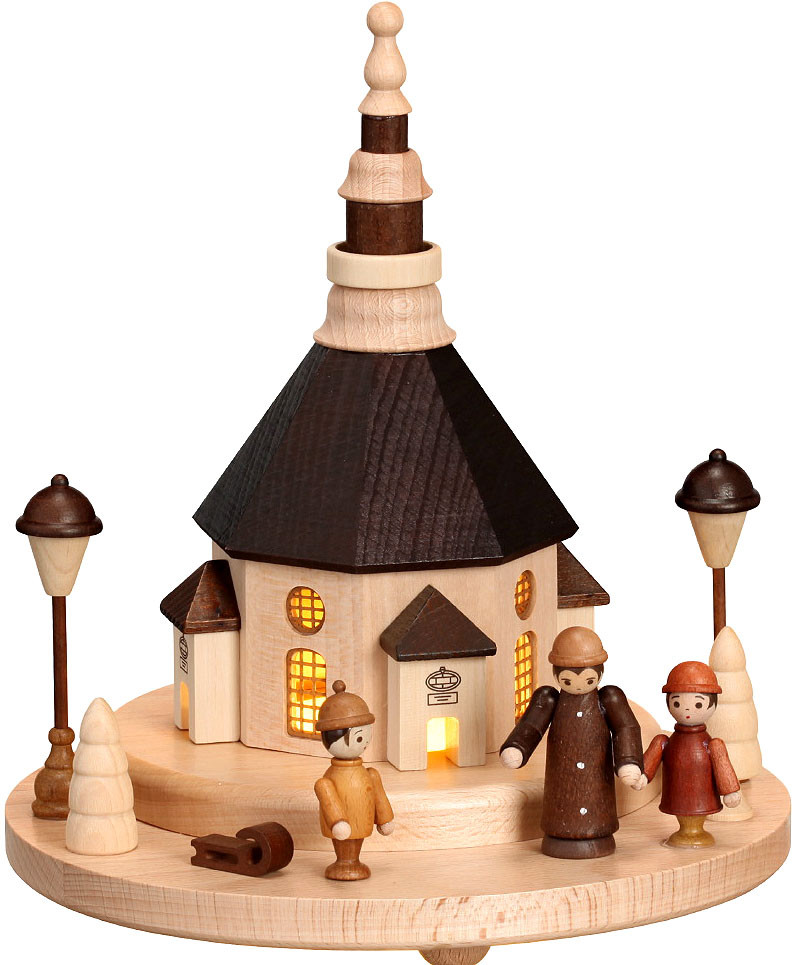 Zeidler Beleuchteter Sockel - Seiffener Kirche, mit Figuren Zeidler Beleuchteter Sockel - Seiffener Kirche, mit Figuren