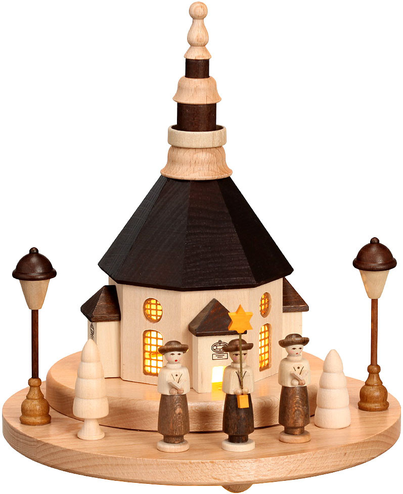 Zeidler Beleuchteter Sockel - Seiffener Kirche, mit Kurrende Zeidler Beleuchteter Sockel - Seiffener Kirche, mit Kurrende