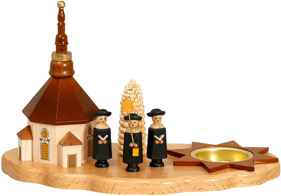 Zeidler Teelichthalter Seiffener Kirche, Kurrende und Bäumchen Zeidler Teelichthalter Seiffener Kirche, Kurrende und Bäumchen