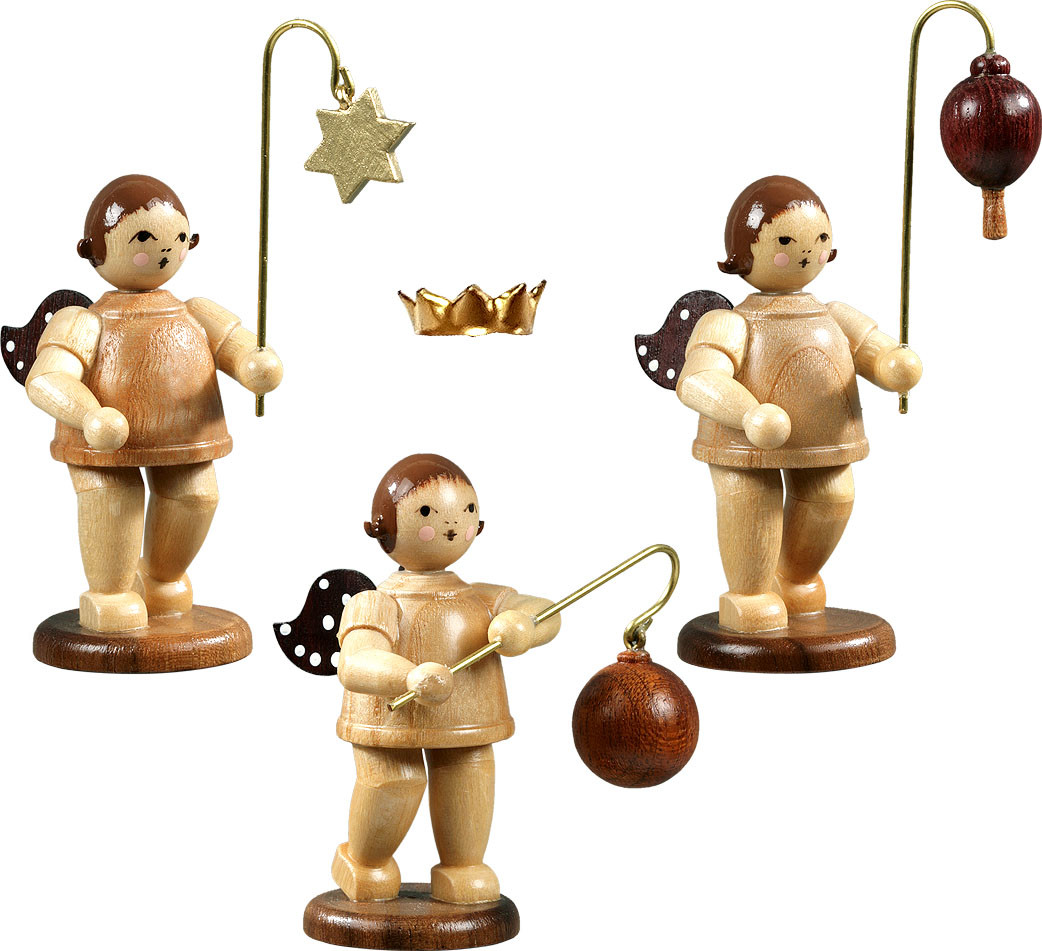 Ellmann Lampionengel, 3-teilig, Variante 1 - mit Krone, natur Ellmann Lampionengel, 3-teilig, Variante 1 - mit Krone, natur