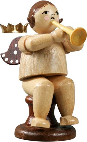 Ellmann Engel mit Jazzetrompete, sitzend, mit Krone - natur Ellmann Engel mit Jazzetrompete, sitzend, mit Krone - natur