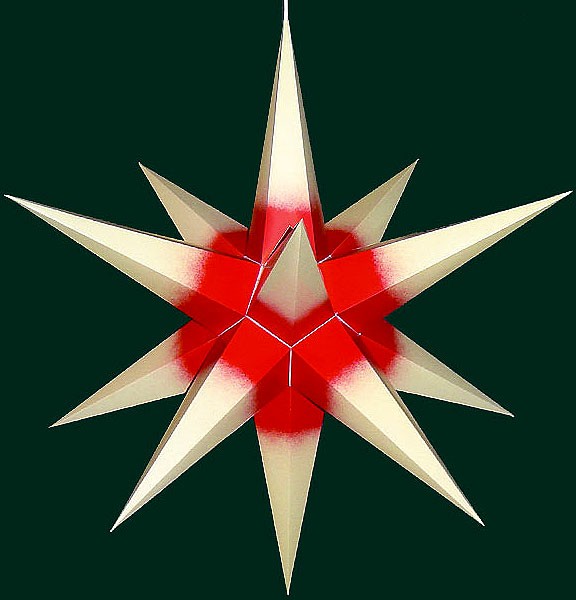 Haßlauer Adventsstern, cremefarben mit rotem Kern für innen Haßlauer Adventsstern, cremefarben mit rotem Kern für innen