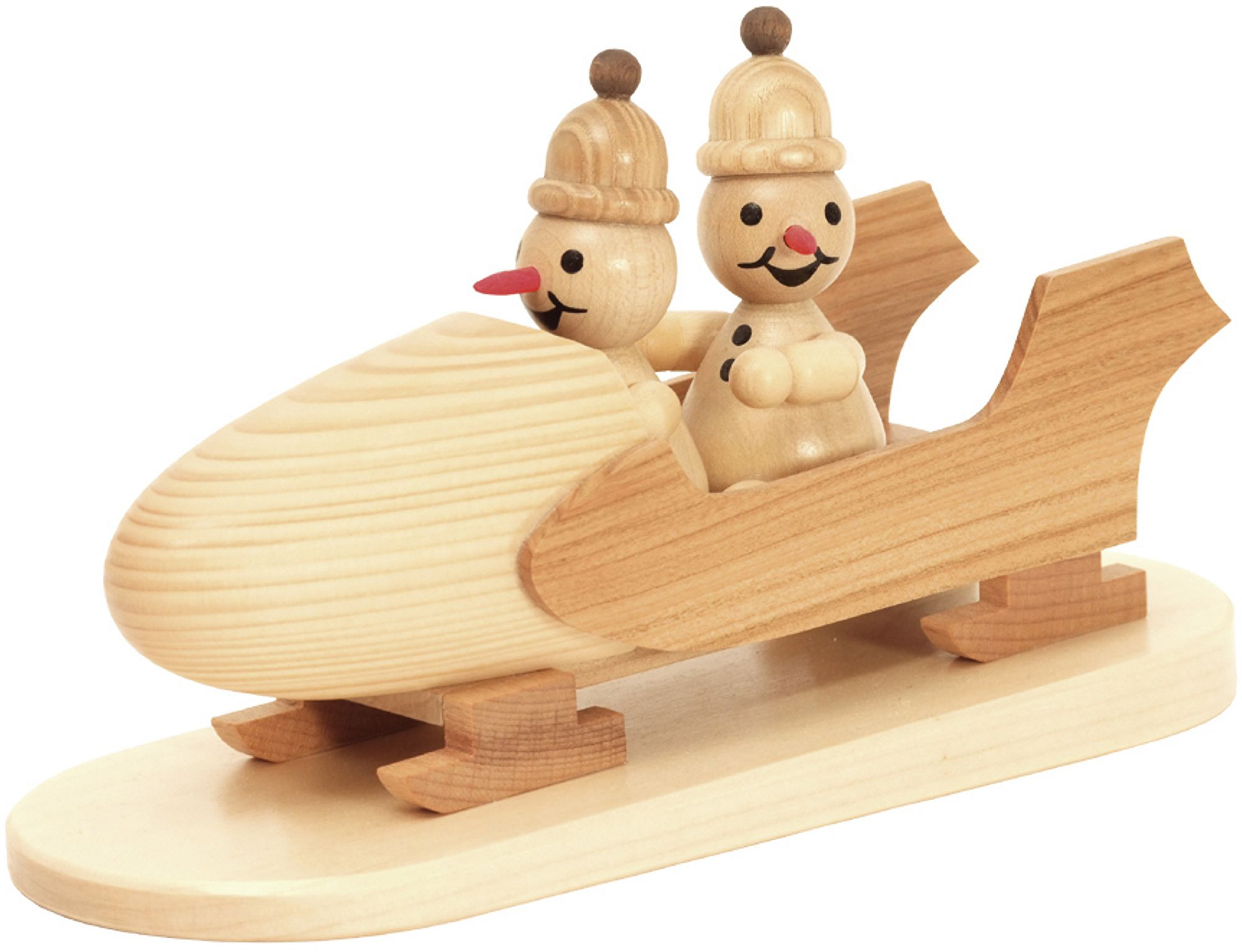 Drechslerei Volkmar Wagner Schneemann Junior im Zweierbob mit Mütze Drechslerei Volkmar Wagner Schneemann Junior im Zweierbob mit Mütze