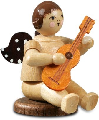 Ellmann Engel mit Gitarre, flach sitzend, ohne Krone - natur Ellmann Engel mit Gitarre, flach sitzend, ohne Krone - natur