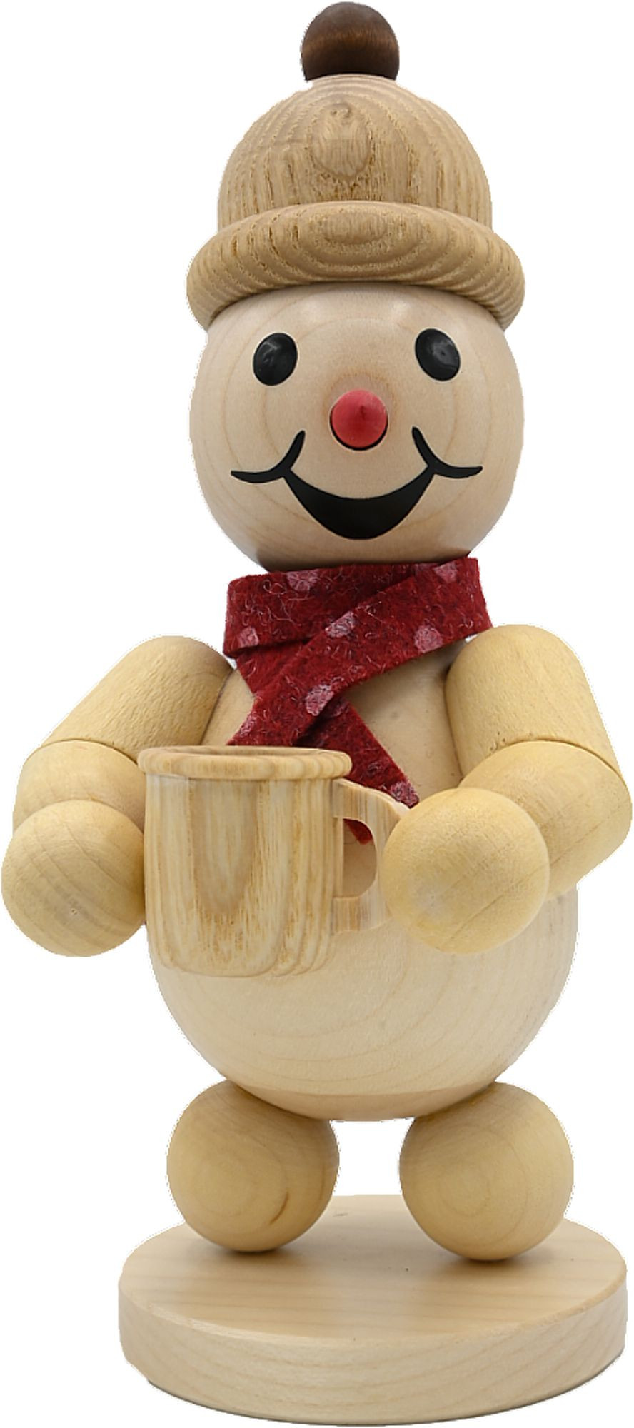 Drechslerei Volkmar Wagner Schneemann Junior mit Tasse und Schal