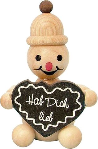 Drechslerei Volkmar Wagner Schneemann Junior - mit Lebkuchenherz, sitzend Drechslerei Volkmar Wagner Schneemann Junior - mit Lebkuchenherz, sitzend