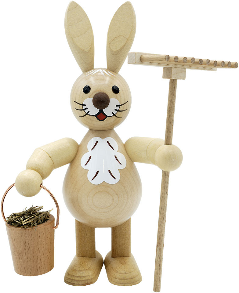 Drechslerei Volkmar Wagner Osterhase mit Rechen und Eimer, mittel Drechslerei Volkmar Wagner Osterhase mit Rechen und Eimer, mittel
