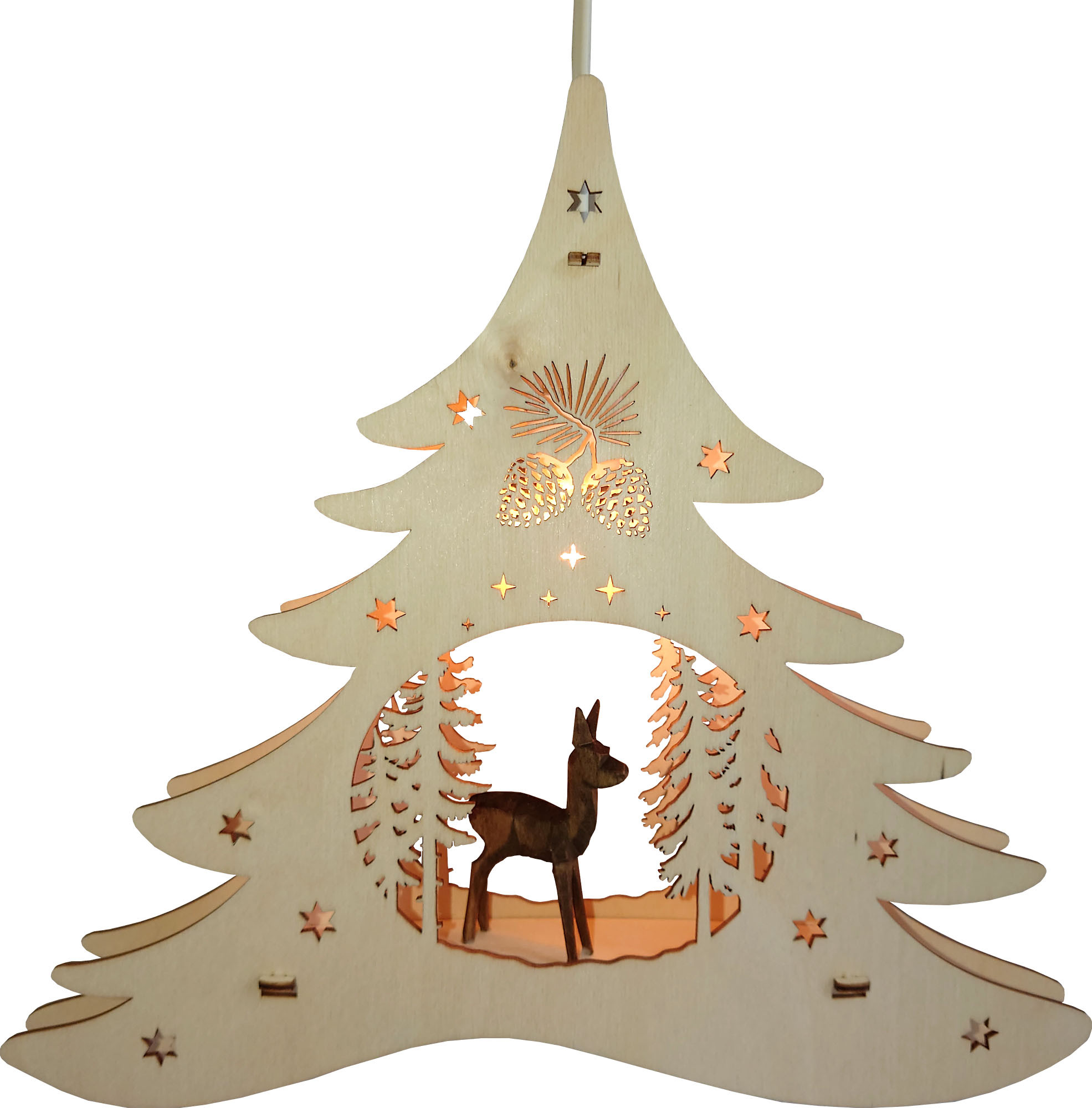 WEIGLA Fensterbild Tannenbaum - Geschnitztes Reh WEIGLA Fensterbild Tannenbaum - Geschnitztes Reh