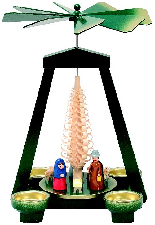 Seiffener Handwerksschau Weihnachtspyramide Geburt, grün Seiffener Handwerksschau Weihnachtspyramide Geburt, grün