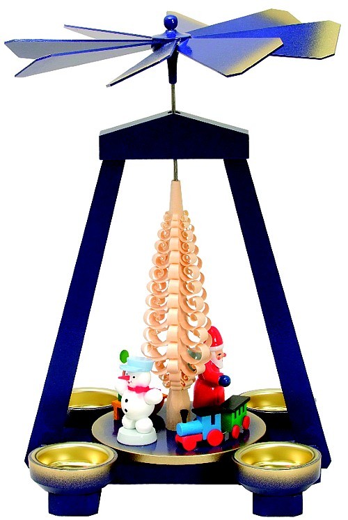 Seiffener Handwerksschau Weihnachtspyramide Spielzeug, blau