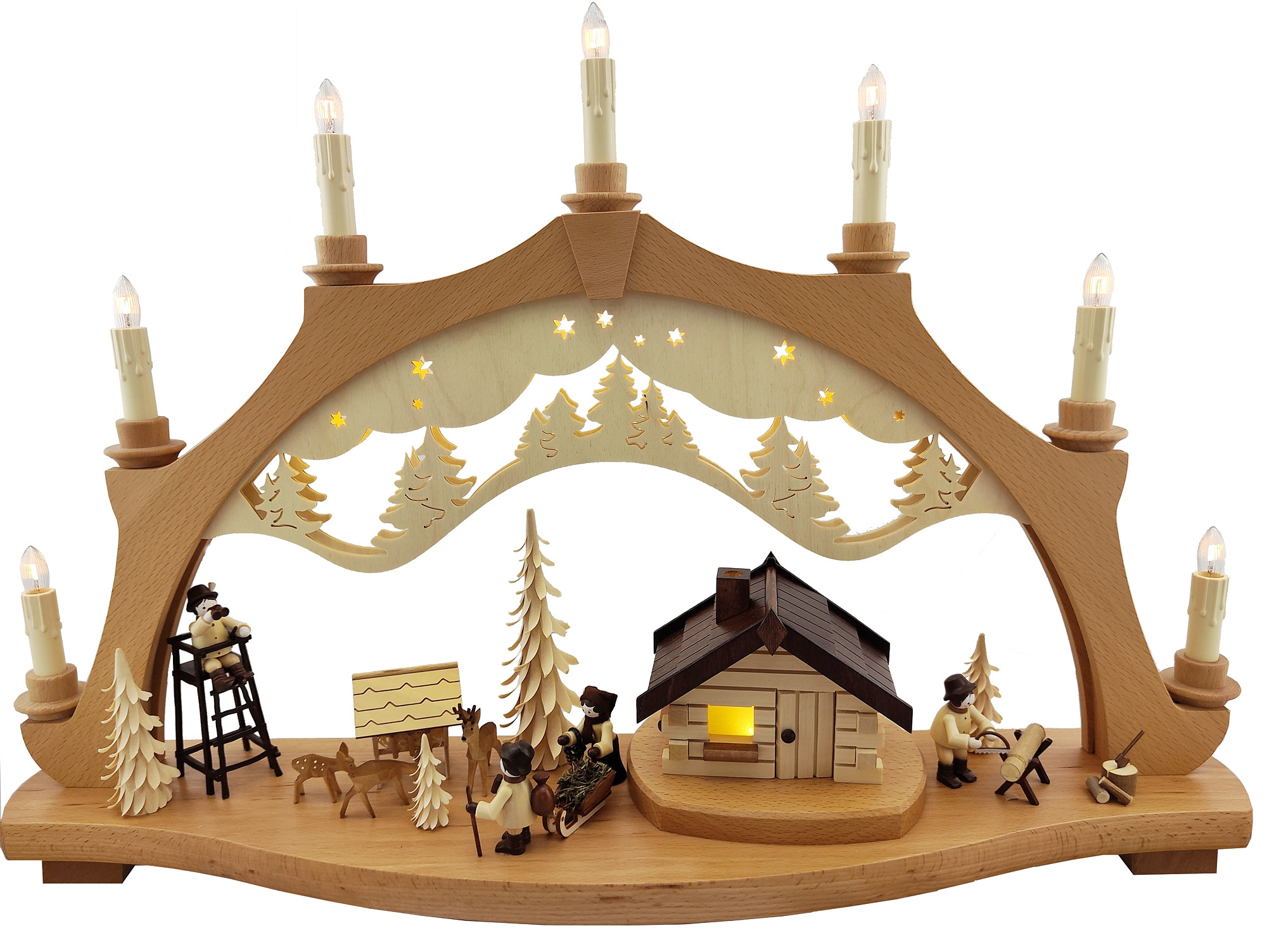Weisbach Lichterbogen Waldhaus mit gedrechselten Figuren Weisbach Lichterbogen Waldhaus mit gedrechselten Figuren