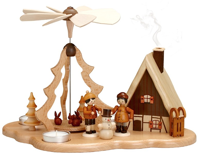 Zeidler Pyramide Winterkinder mit Räucherhaus, natur Zeidler Pyramide Winterkinder mit Räucherhaus, natur