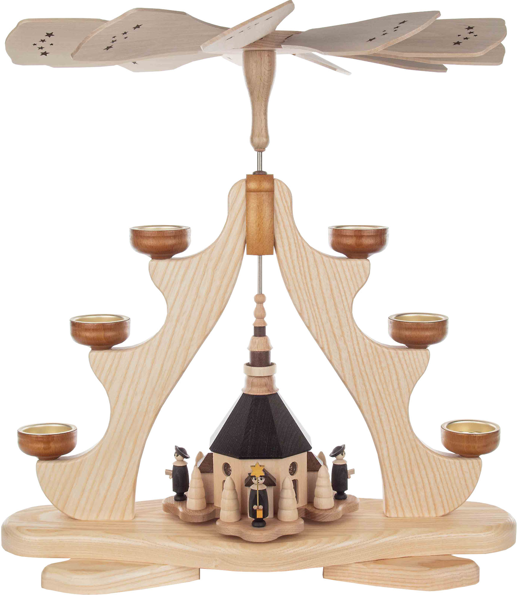 Zeidler Pyramide mit großer Seiffener Kirche, Kurrende und Bäumchen Zeidler Pyramide mit großer Seiffener Kirche, Kurrende und Bäumchen