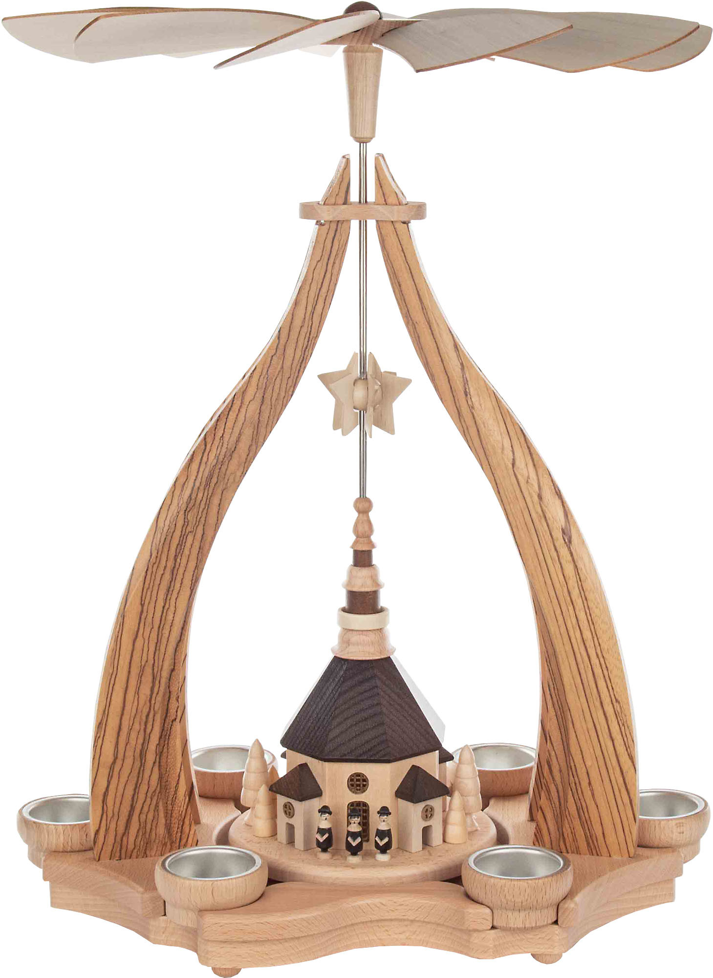 Zeidler Design-Pyramide, mit Seiffener Kirche, für 6 Teelichter Zeidler Design-Pyramide, mit Seiffener Kirche, für 6 Teelichter