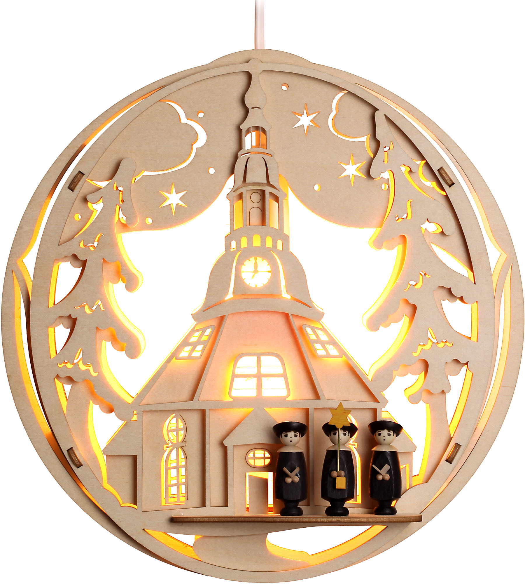Zeidler Fensterbild Seiffener Kirche mit Kurrendefiguren Zeidler Fensterbild Seiffener Kirche mit Kurrendefiguren
