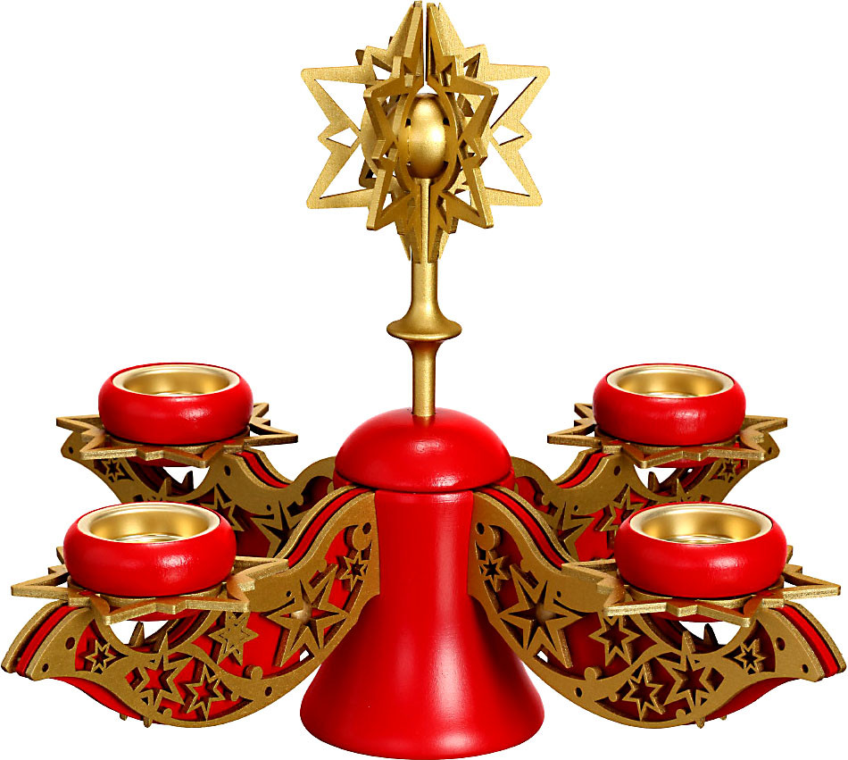 Zeidler Adventsleuchter rot/gold mit 4 Teelichtern Zeidler Adventsleuchter rot/gold mit 4 Teelichtern