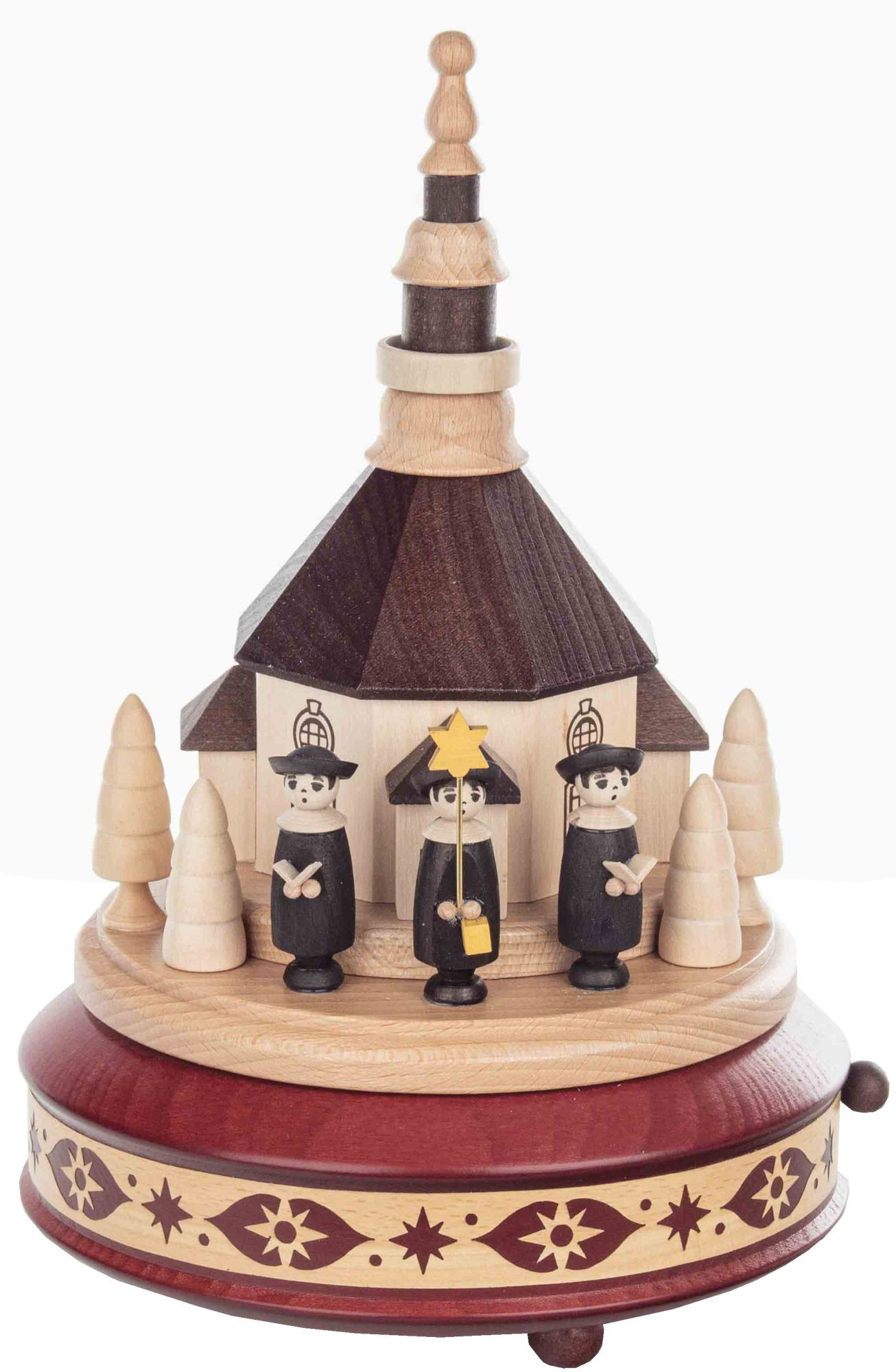 Zeidler Spieldose mit Seiffener Kirche und Kurrende , mahagoni