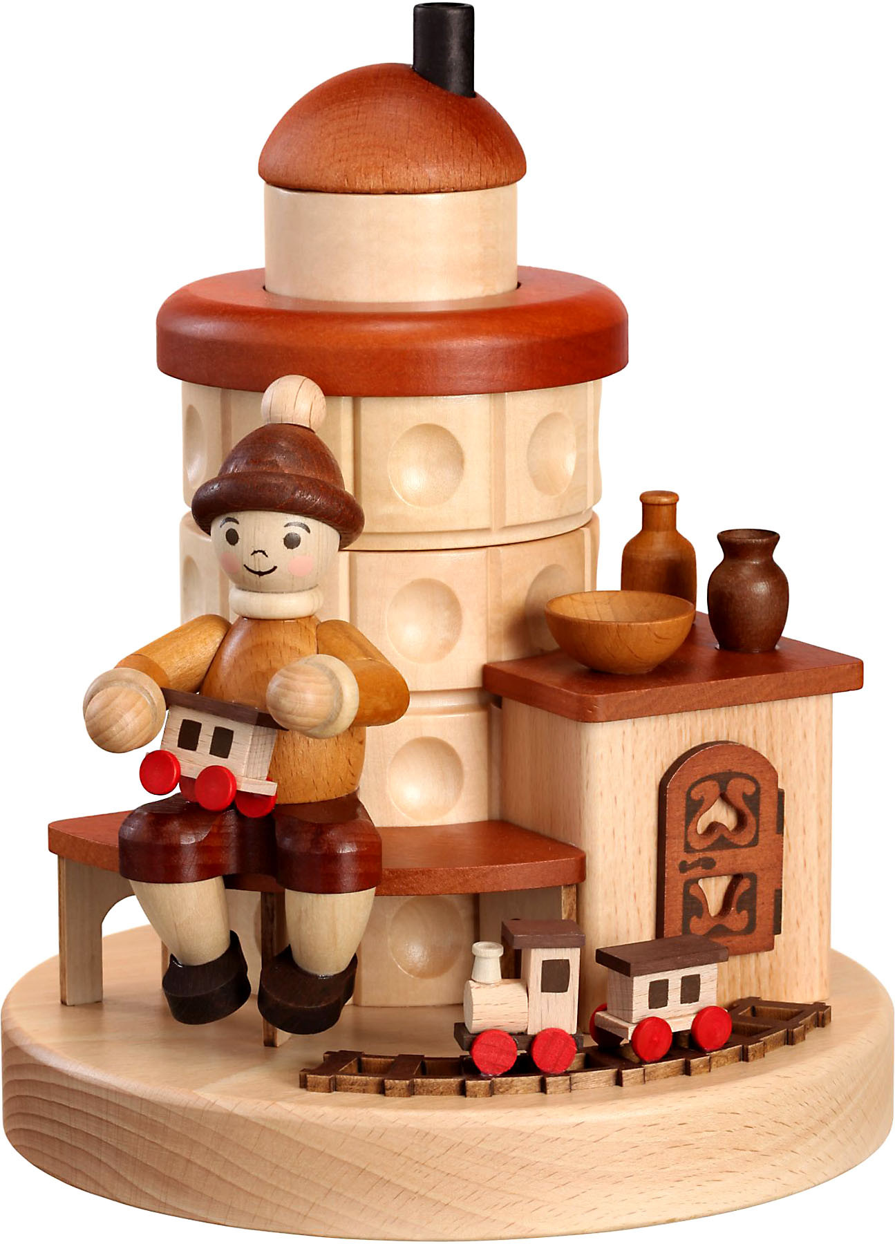 Zeidler Räucherkachelofen Junge mit Eisenbahn Zeidler Räucherkachelofen Junge mit Eisenbahn