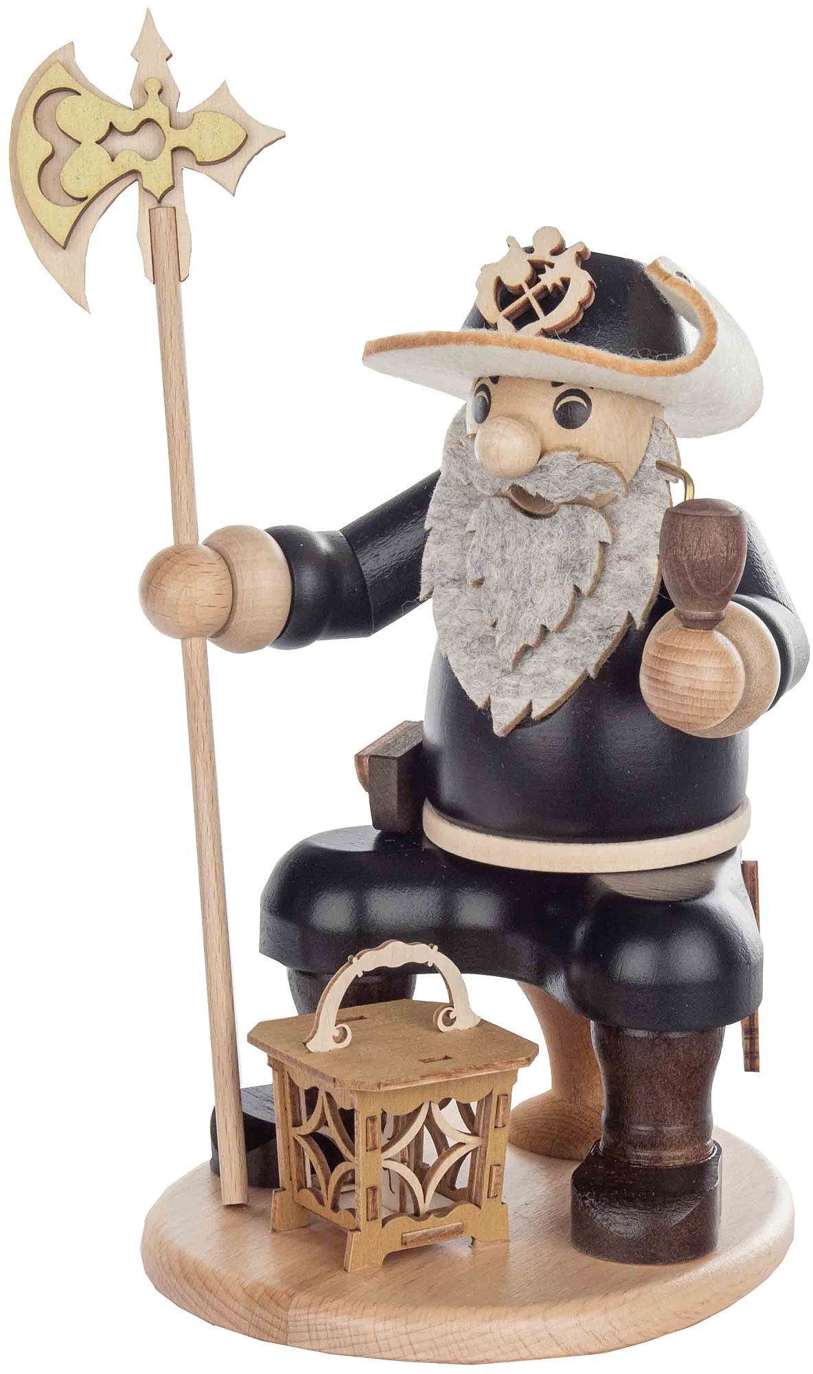Zeidler Räucherfigur Nachtwächter sitzend mit Laterne und Hellebarde Zeidler Räucherfigur Nachtwächter sitzend mit Laterne und Hellebarde